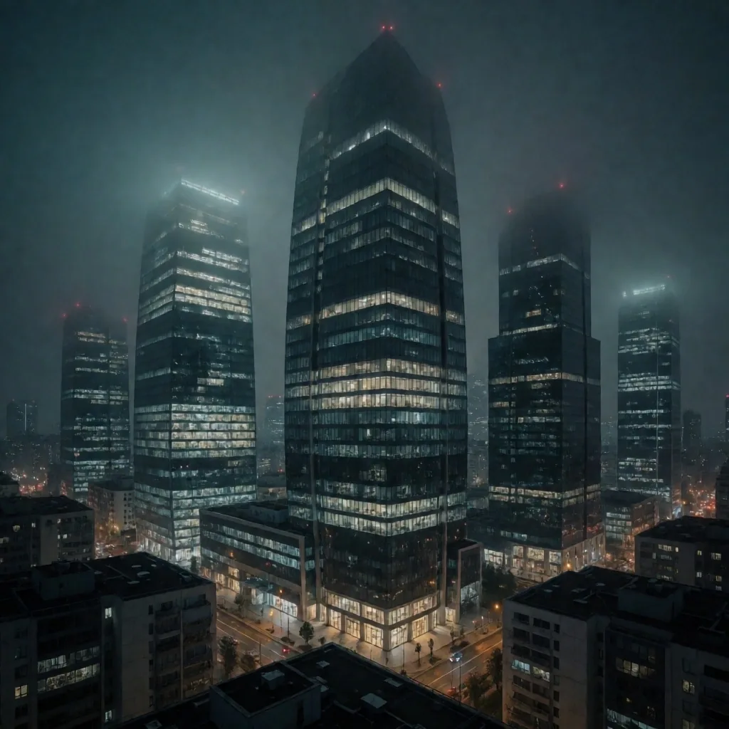 İstanbul Levent'te gece manzarası, Silver Dreamscape Tech English ofis bölgesi